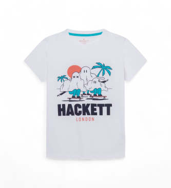 Hackett London para niño. HK500921 Camiseta Ghost Boarders blanco (15Años= 170cm), Casual, Algodón, Manga corta, moda infantil