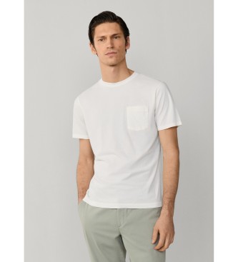 Hackett London para hombre. HM5000101 Camiseta Pocket blanco (L), Casual, Algodón, Manga corta