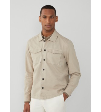 Hackett London para hombre. HM309830 Sobrecamisa Dye Hb beige (XS), Casual, Algodón, Clásico, Manga larga