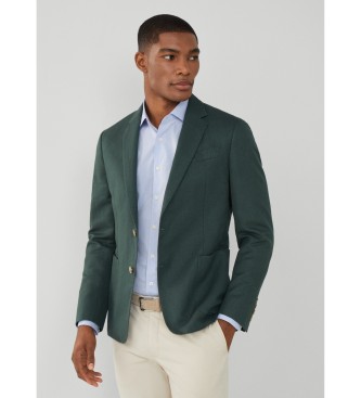 Hackett London para hombre. HM443337 Americana HBone verde (42/32), Casual, Lino, Clásico, Manga larga