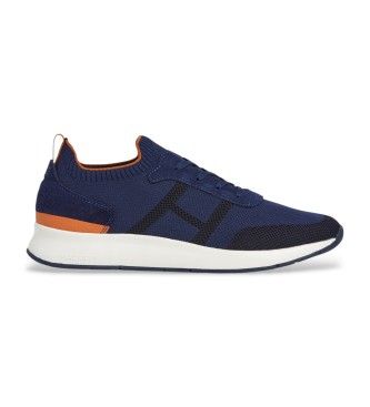 Hackett London para hombre. HMS200051 Zapatillas H-Runner marino (41), Piel, Plano, Cordones, Casual