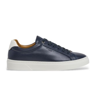 Hackett London para hombre. HMS21471 Zapatillas de piel Hackney Lace marino (44), Plano, Cordones, Casual