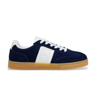 Hackett London para hombre. HMS200056 Zapatillas de Piel Harper Hendon marino (46), Plano, Cordones, Casual
