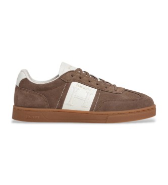 Hackett London para hombre. HMS200054 Zapatillas de Piel Harper League marrón (42), Plano, Cordones, Casual