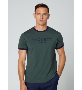Hackett London para hombre. HM500762 Camiseta Heritage Classic verde (L), Casual, Algodón, Manga corta