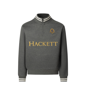 Hackett London para hombre. HM5800022 Jersey Heritage Crest gris (L), Casual, Algodón, Manga larga