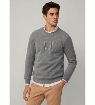 Hackett London para hombre. HM581311 Sudadera Heritage H Crew gris (3XL), Casual, Algodón