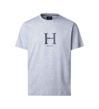 Hackett London para hombre. HM5000023 Camiseta Heritage H SS Tee gris (L), Casual, Algodón, Manga corta