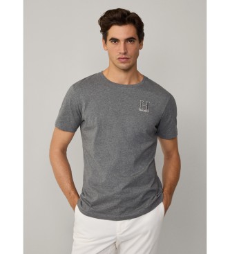 Hackett London para hombre. HM500858 Camiseta Heritage gris (S), Casual, Algodón, Manga corta