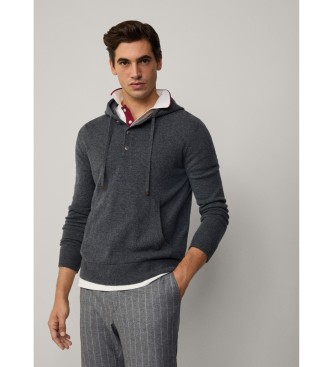 Hackett London para hombre. HM703279 Jersey Heritage en lana merina gris (M), Casual