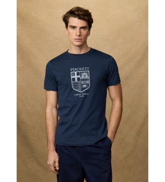 Hackett London para hombre. HM5000083 Camiseta Heritage Logo marino (M), Casual, Algodón, Manga corta