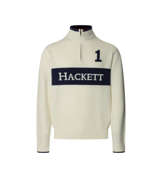 Hackett London para hombre. HM7000087 Jersey Heritage Winter HZip blanco (M), Casual, Algodón
