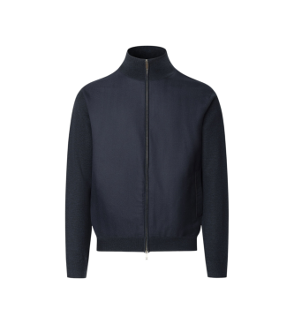 Hackett London para hombre. HM7000085 Chaqueta Herringbone Fzip marino (XXL), Casual, Lana