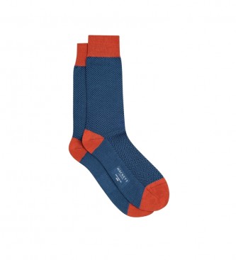 Hackett London para hombre. HMU30018 Calcetines Herringbone azul (M-L), Homewear, Algodón