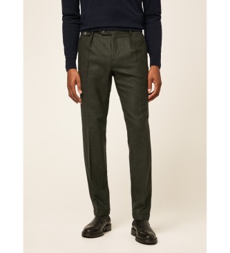 Hackett London para hombre. HM212366 Pantalón Houndstooth verde (32/32), Casual, Lana