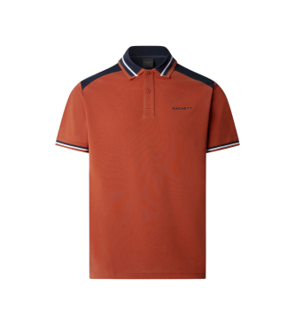 Hackett London für Herren. HM5600037 Poloshirt Colour Block orange (XXL), Lässig, Baumwolle, Kurzarm