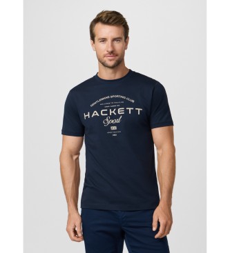 Hackett London para hombre. HM5000098 Camiseta gráfico club con logo fit clásico marino (XL), Casual, Algodón, Manga corta