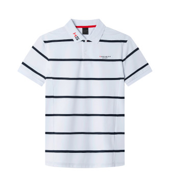 Hackett Londonvoor mannen. HM563400 Polo Hs Glf Brede Streep wit, blauw (XXL), Casual, Katoen, Korte mouwen