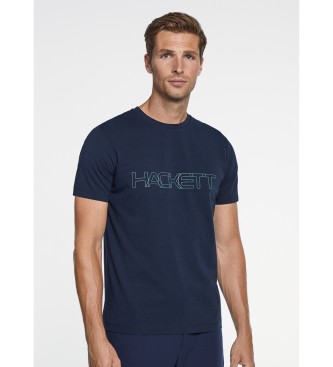 Hackett London för män. HM500769 HS marinblå T-shirt (XXL), Casual, Bomull, Kort ärm, Marino