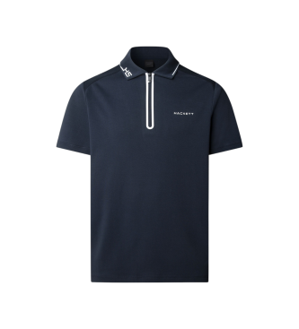 Hackett London für Herren. HM5600043 Poloshirt Tech navy (XL), Lässig, Baumwolle, Kurzarm, Marine