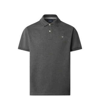 Hackett London para hombre. HM5600089 Polo Jacquard Collar gris (XXL), Casual, Algodón, Manga corta