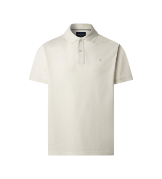 Hackett London para hombre. HM5600089 Polo Jacquard Collar blanco (S), Casual, Algodón, Manga corta