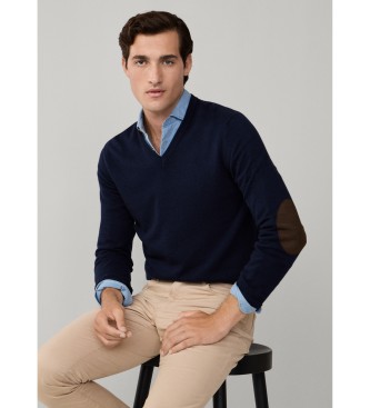 Hackett London para hombre. HM7000069 Jersey Merino Mix marino (L), Casual, Lana