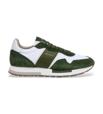 Hackett London para hombre. HMS200088 Zapatillas Keston Symbol verde (40), Piel, Plano, Cordones, Casual