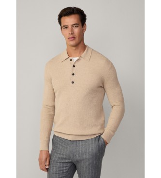 Hackett London para hombre. HM703274 Jersey canalé de lana y algodón beige (M), Casual