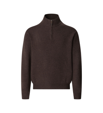 Hackett London para hombre. HM7000078 Jersey Lambswool Hzip marrón (XL), Casual, Lana