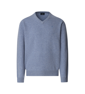 Hackett London para hombre. HM7000076 Jersey Lambswool V Neck azul (L), Casual, Lana