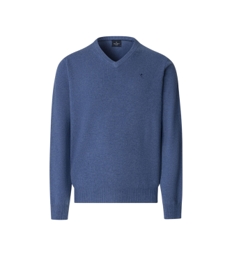 Hackett London para hombre. HM7000076 Jersey Lambswool V azul (XL), Casual, Lana, Manga larga