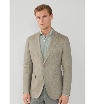 Hackett London para hombre. HM443317 Americana Linen Delave marrón (40/32), Beige, Casual, Lino, Clásico
