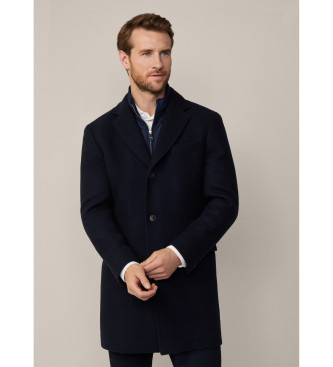 Hackett London para hombre. HM403241 Abrigo Textura marino (36/32), Casual, Lana