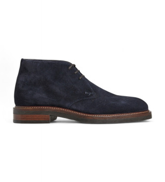 Hackett London para hombre. HMS21412 Botines de Piel Egmont Safari marino (45), Plano, 1 a 3cm, Cordones, Casual