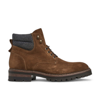 Hackett Londonvoor mannen. HMS21424 Range Track Leren Enkellaarsjes bruin (43), Leer, Plat, 1 tot 3 cm, Veters, Casual