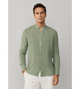 Hackett Londonvoor mannen. HM3010632 Linnen getailleerd overhemd groen (XXL), Casual, Vlas, Lange mouwen