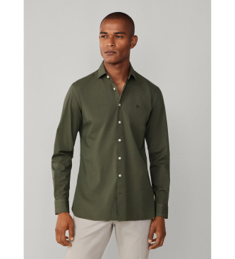 Hackett London para hombre. HM3010540 Camisa popelín elástica fit tailored verde (XXL), Casual, Fiesta, Algodón, Clásico, Manga larga