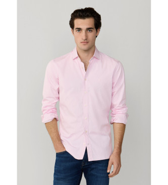 Hackett London para hombre. HM3010537 Camisa rayas bengala city fit tailored rosa (L), Casual, Fiesta, Algodón, Clásico, Manga larga
