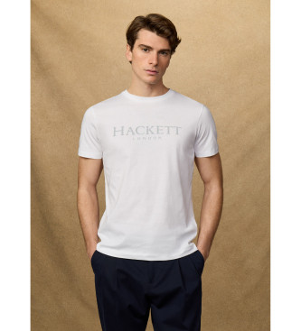 Hackett London para hombre. HM5000091 Camiseta con logo fit clásico blanco (S), Casual, Algodón, Manga corta