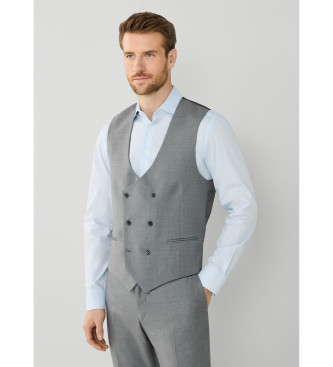 Hackett London para hombre. HM470503 Chaleco de Sarga Entallado gris (44/32), Fiesta, Lana, Clásico