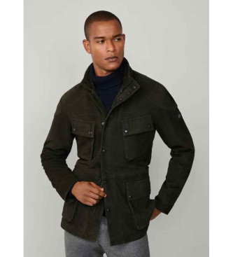 Hackett London para hombre. HM4000038 Chaqueta 4 Bolsillos Velo verde (L), Casual, Piel