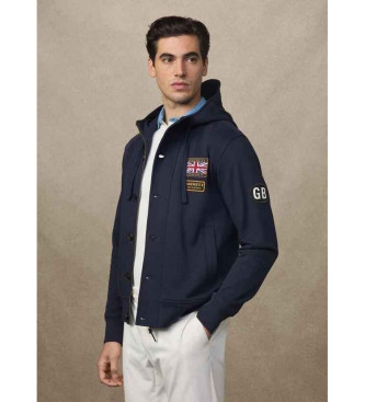 Hackett London para hombre. HM5800013 Chaqueta con capucha Heritage Rally marino (L), Casual, Algodón