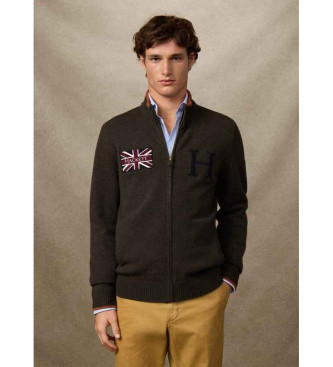 Hackett London para hombre. HM7000052 Chaqueta Heritage Rally Fzip verde (M), Casual, Lana