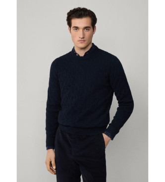 Hackett London para hombre. HM7000079 Jersey Cable marino (XL), Casual, Lana