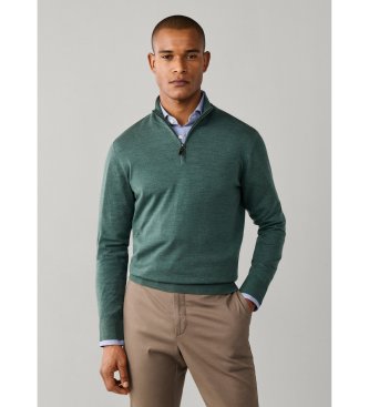 Hackett London Jersey con cremallera Ess Merino Hzip verde oliva