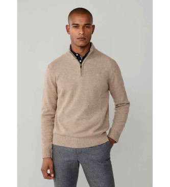 Hackett London para hombre. HM7000078 Jersey de Lana Hzip beige (L), Casual