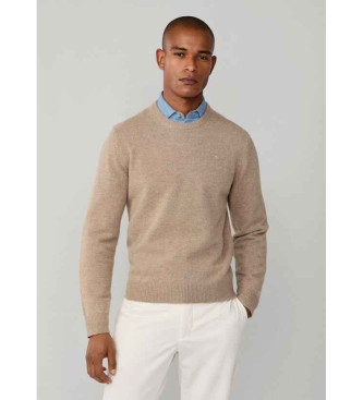 Hackett London para hombre. HM7000075 Jersey de Lana Liso beige (M), Casual