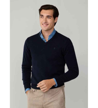 Hackett London para hombre. HM7000076 Jersey de Lana V marino (XL), Casual