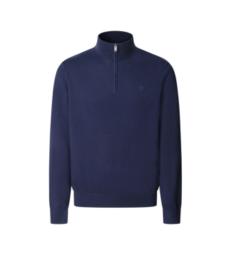 Hackett London para hombre. HM7000117 Jersey Essential Zip marino (XXL), Casual, Algodón